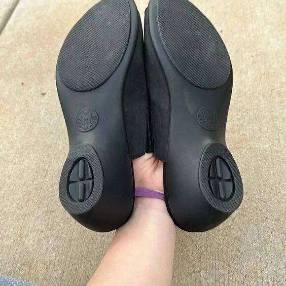 Mephisto Nubuck Leather Peep Toe Slide Wedge Shoes - Picture 6 of 14